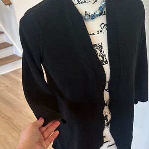💙 TALBOTS BLACK OPEN  FRONT CARDIGAN SMALL PETITE 3/4 SLEEVE.